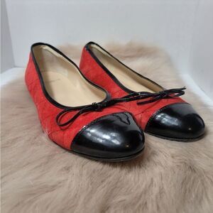 Cenedella Italia Red quitled Ballet Flat Shoes Size 7